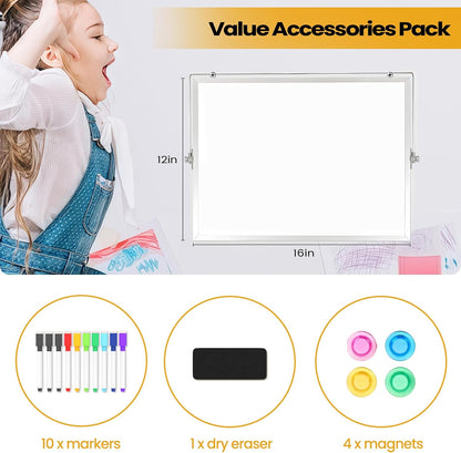 Small Desktop White Board with Stand, 10" x 10" Double-Sided Silver Aluminium Frame Whiteboard for Kids, Mini Dry Erase Board for Home, Office, School