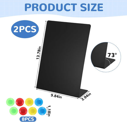 Magnetic Bulletin Board with Easel Stand, 13.7x9.8 Inch Tabletop Metal Memo Display with 8 Magnets, Standing Magnetic Board for Office, Kitchen, School, Home (Black)