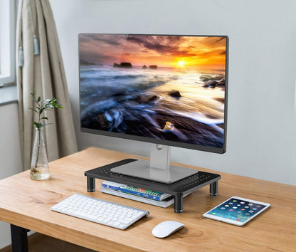Monitor Riser Laptop Stand, Adjustable Legs, Stackable, 14.5 x 9.25 x 3.125 Inches Max Height, Matte Black Steel, 1 Stand