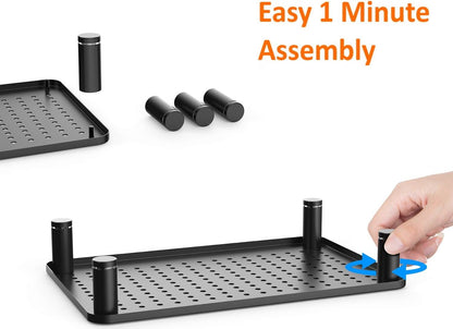 Monitor Riser Laptop Stand, Adjustable Legs, Stackable, 14.5 x 9.25 x 3.125 Inches Max Height, Matte Black Steel, 1 Stand