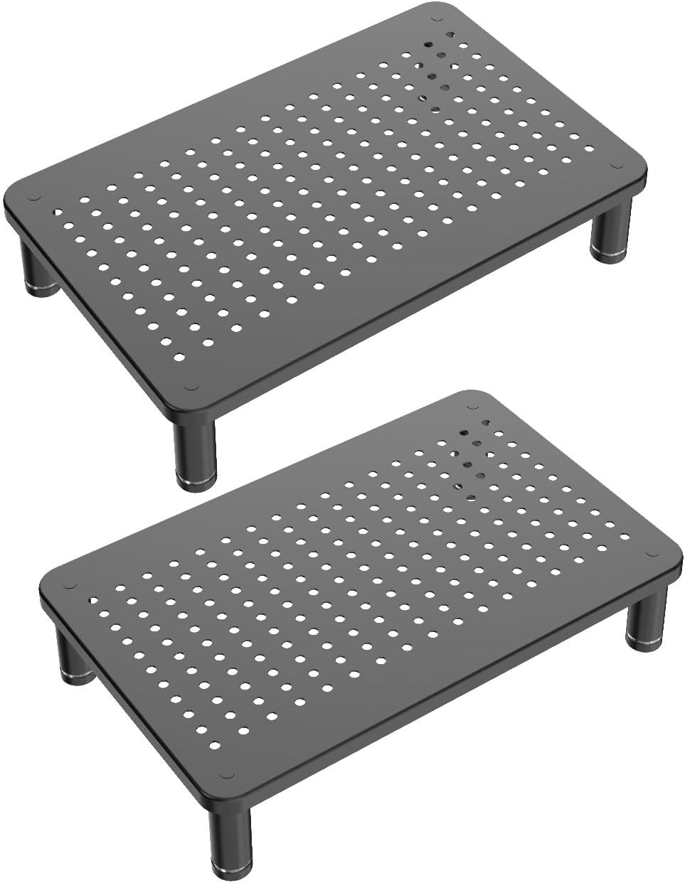 Monitor Riser Laptop Stand, Adjustable Legs, Stackable, 14.5 x 9.25 x 3.125 Inches Max Height, Matte Black Steel, 1 Stand