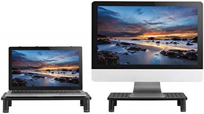 Monitor Riser Laptop Stand, Adjustable Legs, Stackable, 14.5 x 9.25 x 3.125 Inches Max Height, Matte Black Steel, 1 Stand