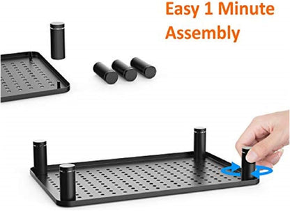 Monitor Riser Laptop Stand, Adjustable Legs, Stackable, 14.5 x 9.25 x 3.125 Inches Max Height, Matte Black Steel, 1 Stand