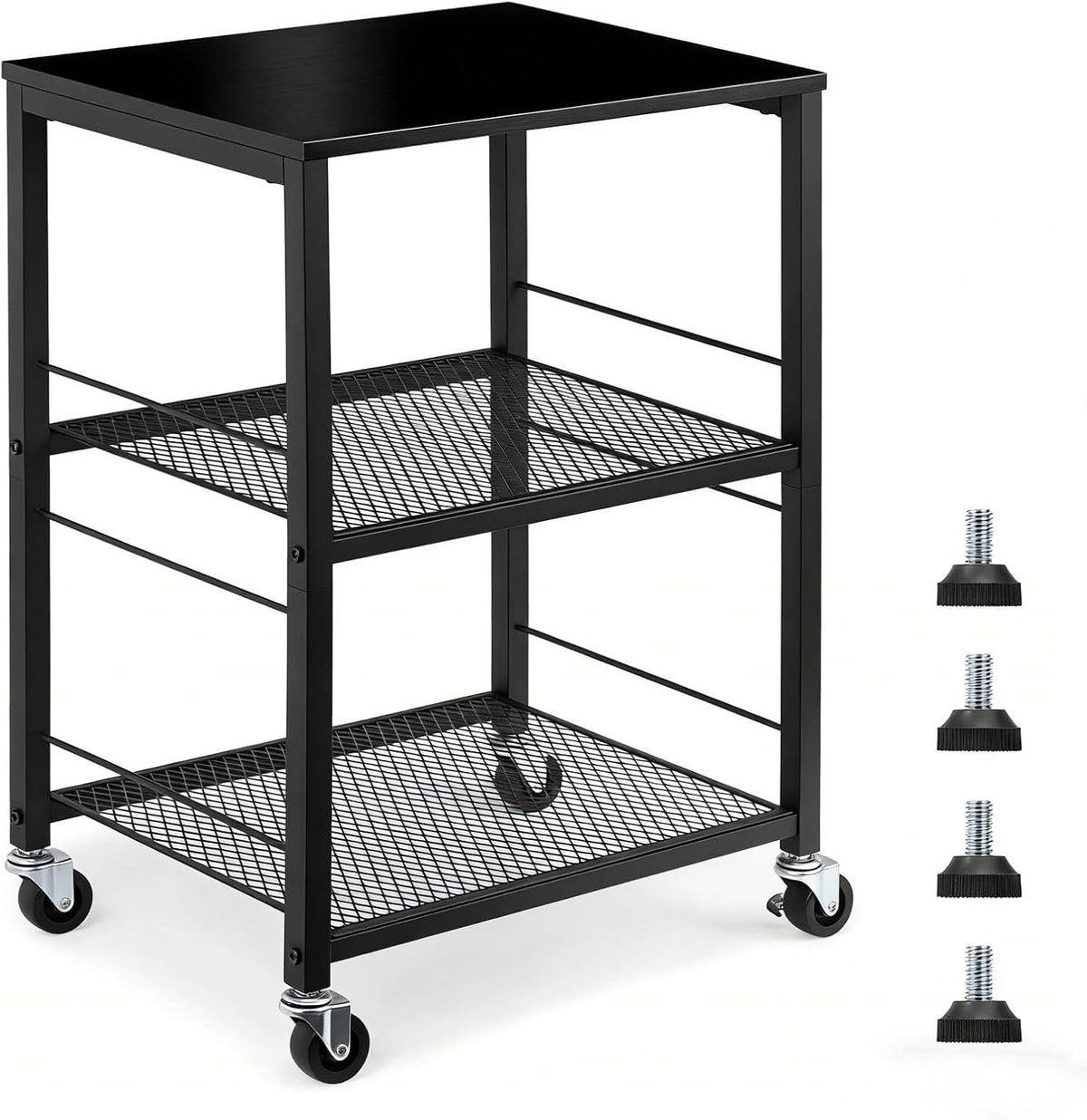3 Tier End Table with Wheel, Rolling Kitchen Cart Storage Shelf