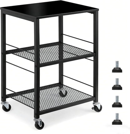 3 Tier End Table with Wheel, Rolling Kitchen Cart Storage Shelf