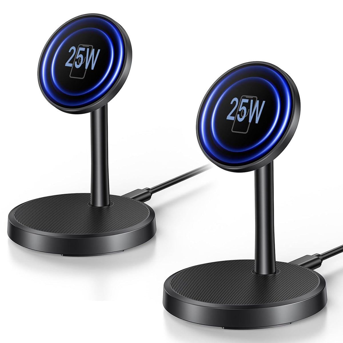 Magnetic Wireless Charger iPhone, 2 Pack 15W Fast Mag-Safe Charger Stand for iPhone 17/17 Air/17 Pro/17 Pro Max 16/15/14/13/12 Series, Wireless Charging Station for Pad/AirPods(Black)