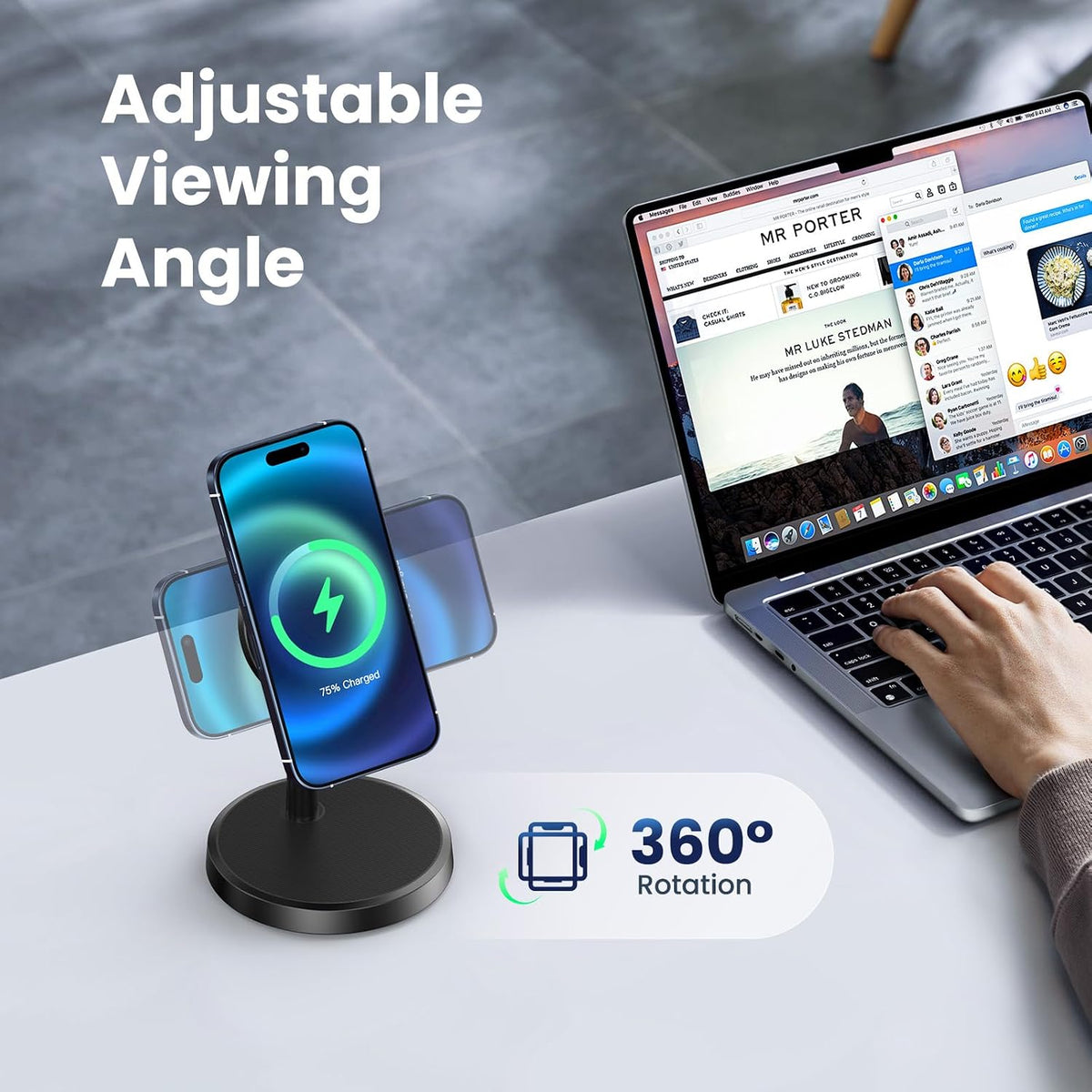 Magnetic Wireless Charger iPhone, 2 Pack 15W Fast Mag-Safe Charger Stand for iPhone 17/17 Air/17 Pro/17 Pro Max 16/15/14/13/12 Series, Wireless Charging Station for Pad/AirPods(Black)