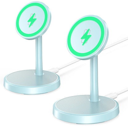 Magnetic Wireless Charger iPhone, 2 Pack 15W Fast Mag-Safe Charger Stand for iPhone 17/17 Air/17 Pro/17 Pro Max 16/15/14/13/12 Series, Wireless Charging Station for Pad/AirPods(Black)