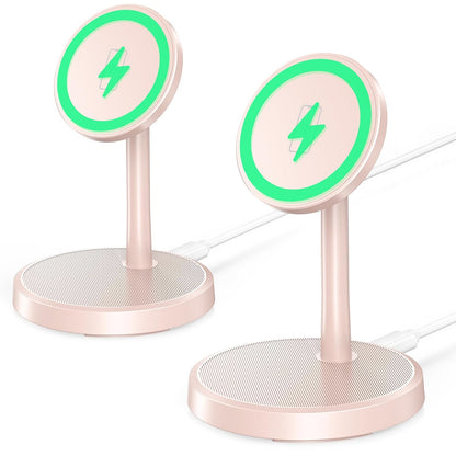 Magnetic Wireless Charger iPhone, 2 Pack 15W Fast Mag-Safe Charger Stand for iPhone 17/17 Air/17 Pro/17 Pro Max 16/15/14/13/12 Series, Wireless Charging Station for Pad/AirPods(Black)