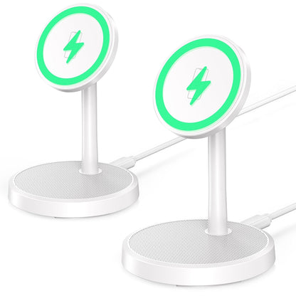 Magnetic Wireless Charger iPhone, 2 Pack 15W Fast Mag-Safe Charger Stand for iPhone 17/17 Air/17 Pro/17 Pro Max 16/15/14/13/12 Series, Wireless Charging Station for Pad/AirPods(Black)