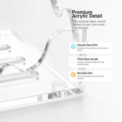 3x3 Inch Scalloped Acrylic Sticky Note Holder, Clear Cute Post It Note Dispenser, Notepad Holder with Wave Design, Thick Acrylic Desk Organizer for Office, Home, Dorm, Classroom