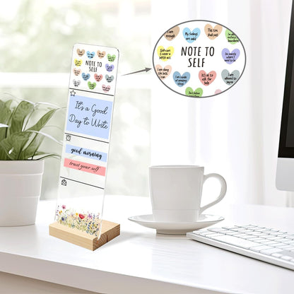 Note to Self Motivational Decor Sticky Note Holder, Mental Health Monitor Memo Board Decorations for School Counseling Office Therapy Desktop Art Decoration School Counselor, Therapist Office Gifts
