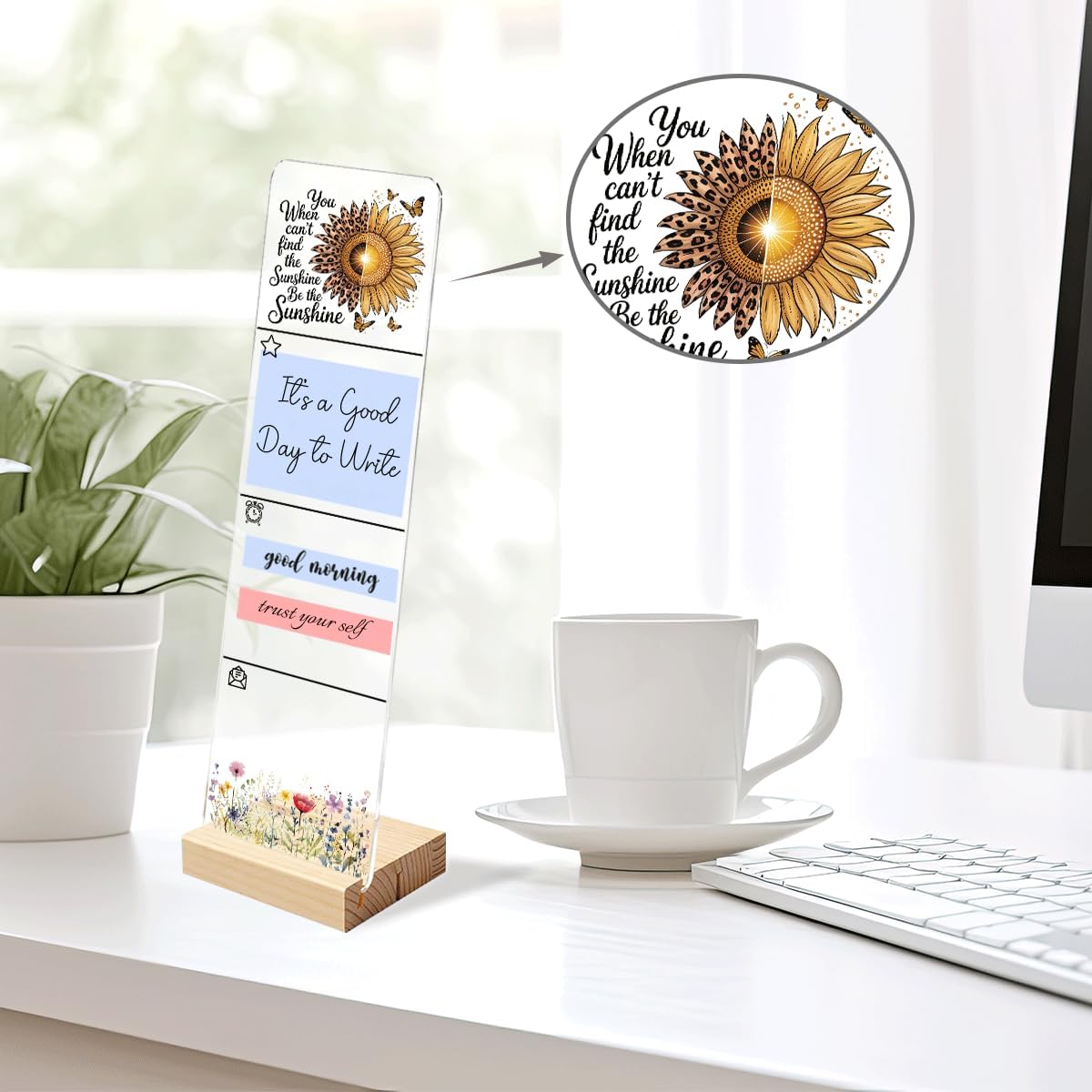 Note to Self Motivational Decor Sticky Note Holder, Mental Health Monitor Memo Board Decorations for School Counseling Office Therapy Desktop Art Decoration School Counselor, Therapist Office Gifts