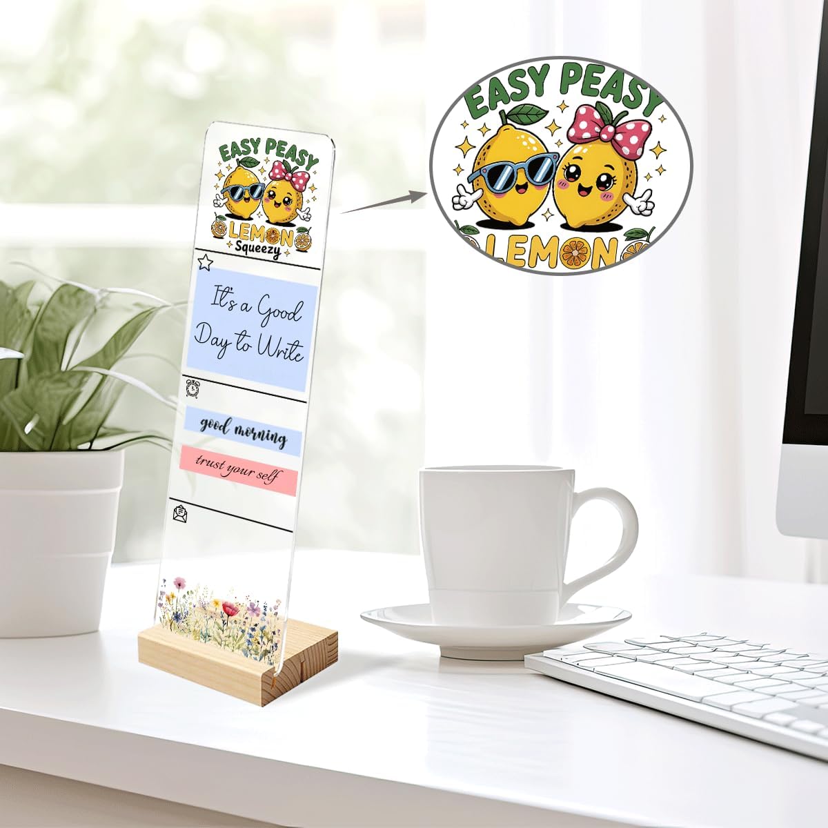 Note to Self Motivational Decor Sticky Note Holder, Mental Health Monitor Memo Board Decorations for School Counseling Office Therapy Desktop Art Decoration School Counselor, Therapist Office Gifts