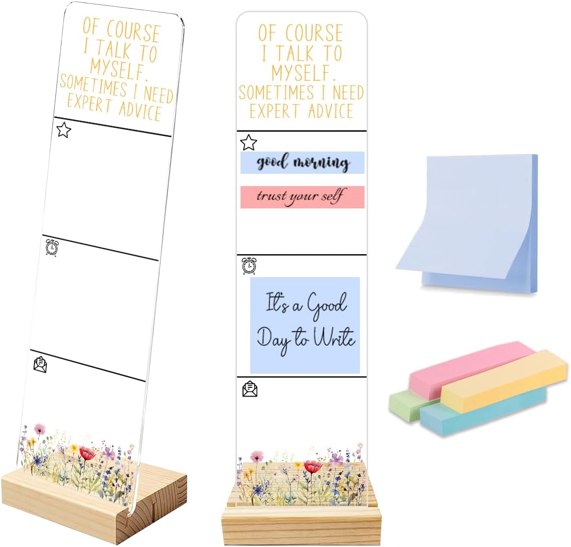 Note to Self Motivational Decor Sticky Note Holder, Mental Health Monitor Memo Board Decorations for School Counseling Office Therapy Desktop Art Decoration School Counselor, Therapist Office Gifts