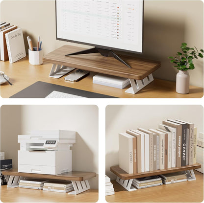 Monitor Stand - 24 Inch Wood Monitor Stand Riser, 220 Pounds Load Capacity Desk Monitor Riser for Laptop/PC/Printer, Desktop Stands Organizer for Home Office
