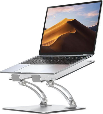 Ergonomic Adjustable Laptop Stand for Desk, Dual Foldable Computer Riser with Advanced Heat-Vent, Heavy-Duty Portable Notebook Holder for Posture Correction, Compatible with Mac 10-16" Laptops