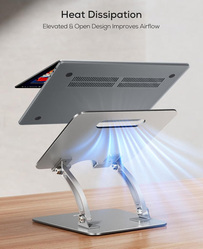 Ergonomic Adjustable Laptop Stand for Desk, Dual Foldable Computer Riser with Advanced Heat-Vent, Heavy-Duty Portable Notebook Holder for Posture Correction, Compatible with Mac 10-16" Laptops