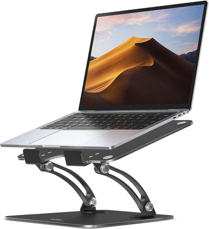 Ergonomic Adjustable Laptop Stand for Desk, Dual Foldable Computer Riser with Advanced Heat-Vent, Heavy-Duty Portable Notebook Holder for Posture Correction, Compatible with Mac 10-16" Laptops