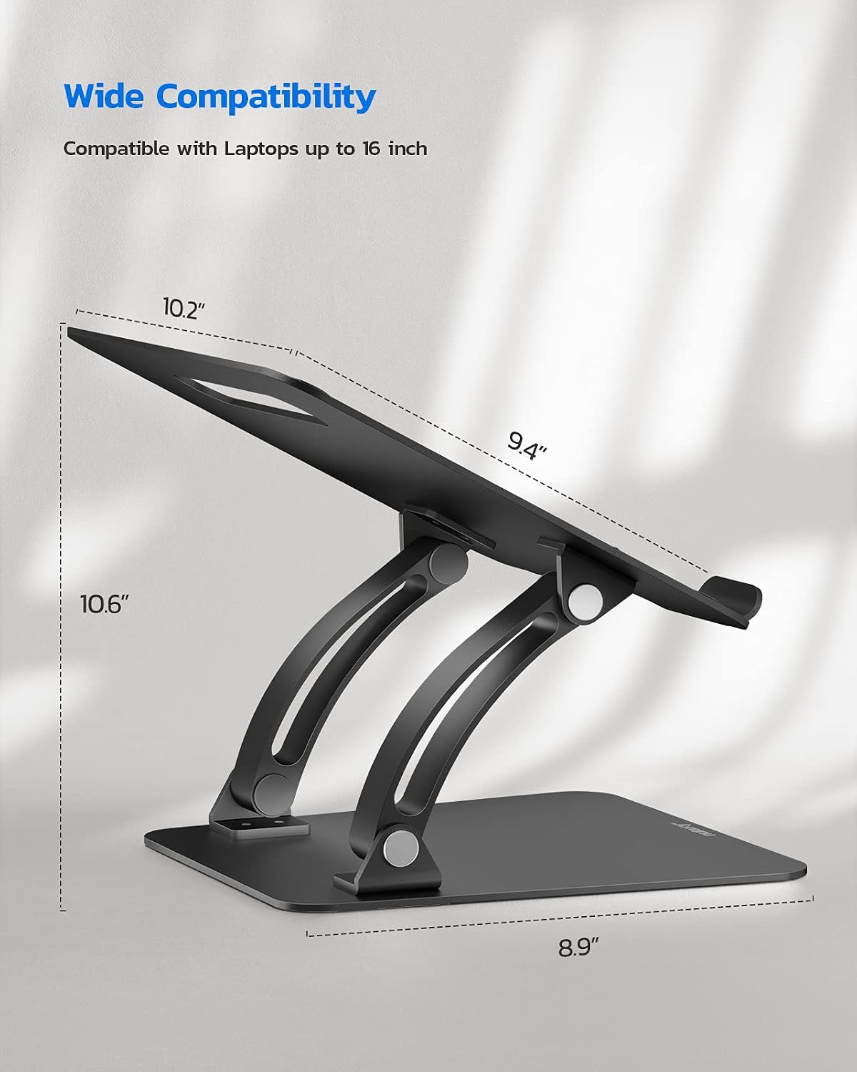 Ergonomic Adjustable Laptop Stand for Desk, Dual Foldable Computer Riser with Advanced Heat-Vent, Heavy-Duty Portable Notebook Holder for Posture Correction, Compatible with Mac 10-16" Laptops