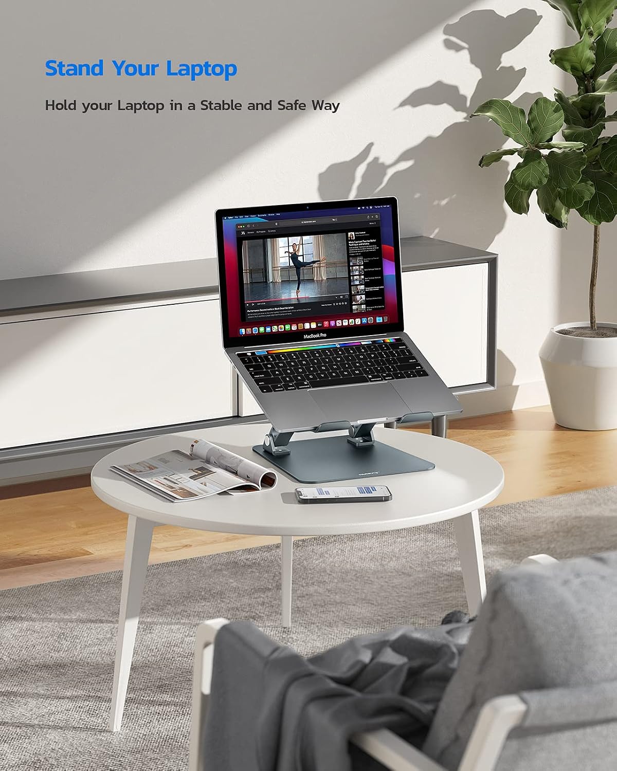Ergonomic Adjustable Laptop Stand for Desk, Dual Foldable Computer Riser with Advanced Heat-Vent, Heavy-Duty Portable Notebook Holder for Posture Correction, Compatible with Mac 10-16" Laptops