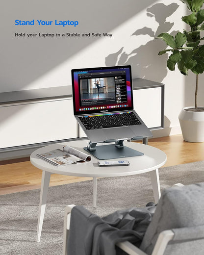 Ergonomic Adjustable Laptop Stand for Desk, Dual Foldable Computer Riser with Advanced Heat-Vent, Heavy-Duty Portable Notebook Holder for Posture Correction, Compatible with Mac 10-16" Laptops