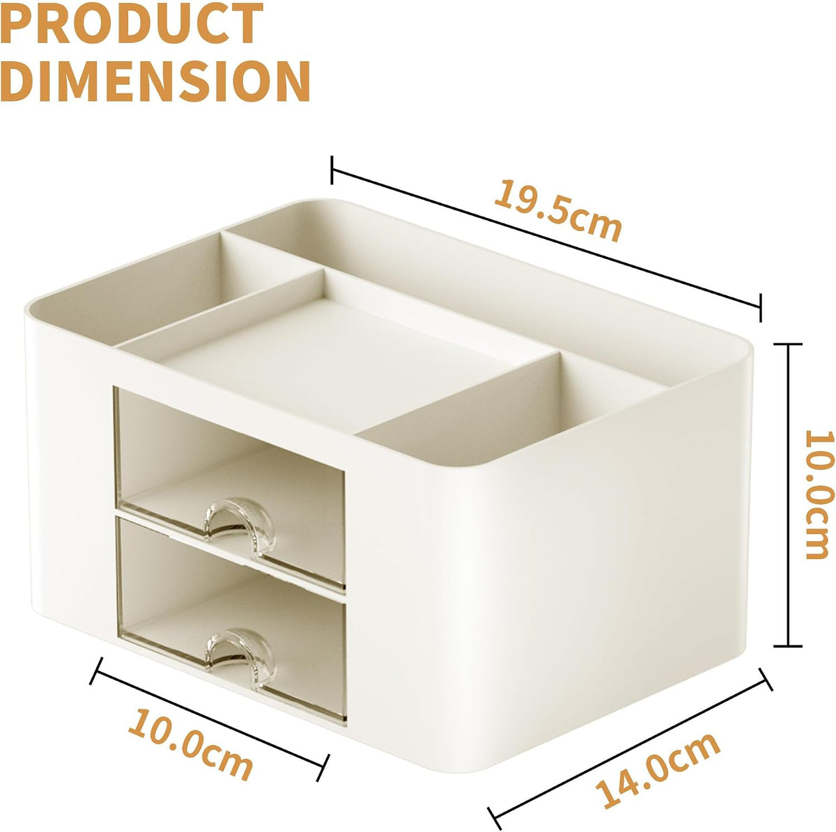 Pen Organizer with 2 Drawer, Multi-Functional Pencil Holder for Desk, Desk Organizers and Accessories with 5 Compartments + Drawer for Office Art Supplies (White)