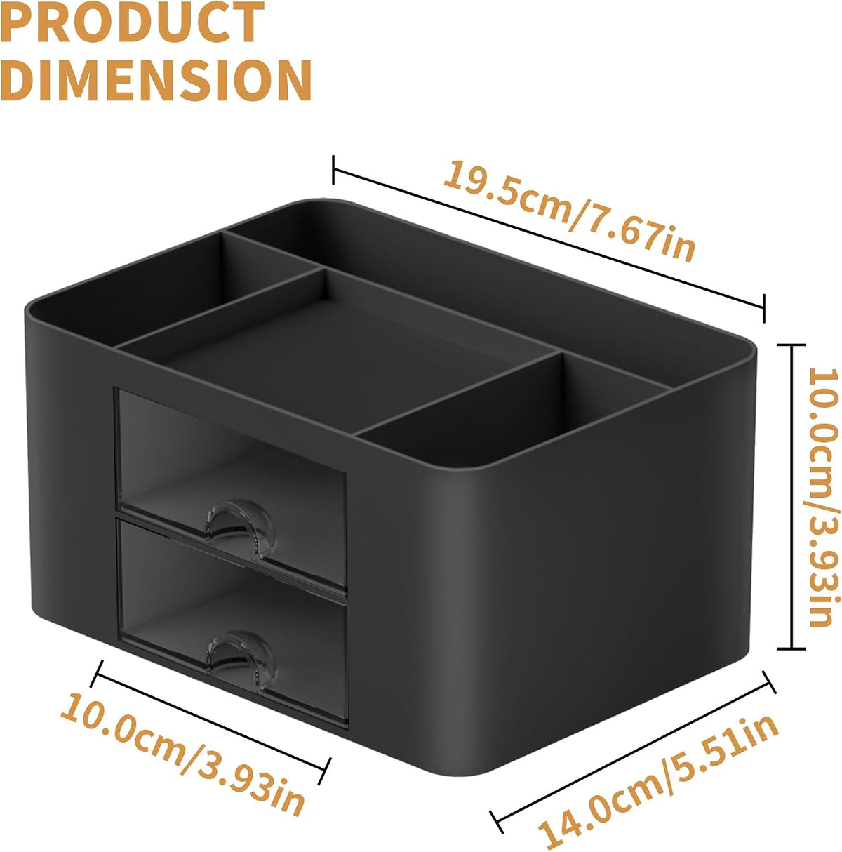 Pen Organizer with 2 Drawer, Multi-Functional Pencil Holder for Desk, Desk Organizers and Accessories with 5 Compartments + Drawer for Office Art Supplies (White)