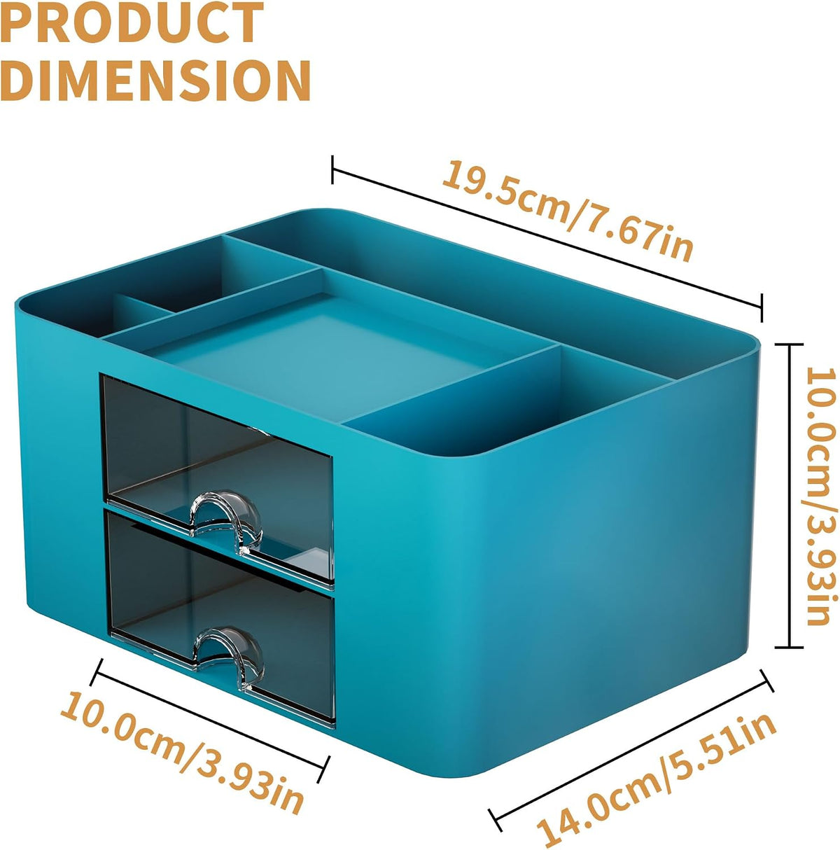 Pen Organizer with 2 Drawer, Multi-Functional Pencil Holder for Desk, Desk Organizers and Accessories with 5 Compartments + Drawer for Office Art Supplies (White)