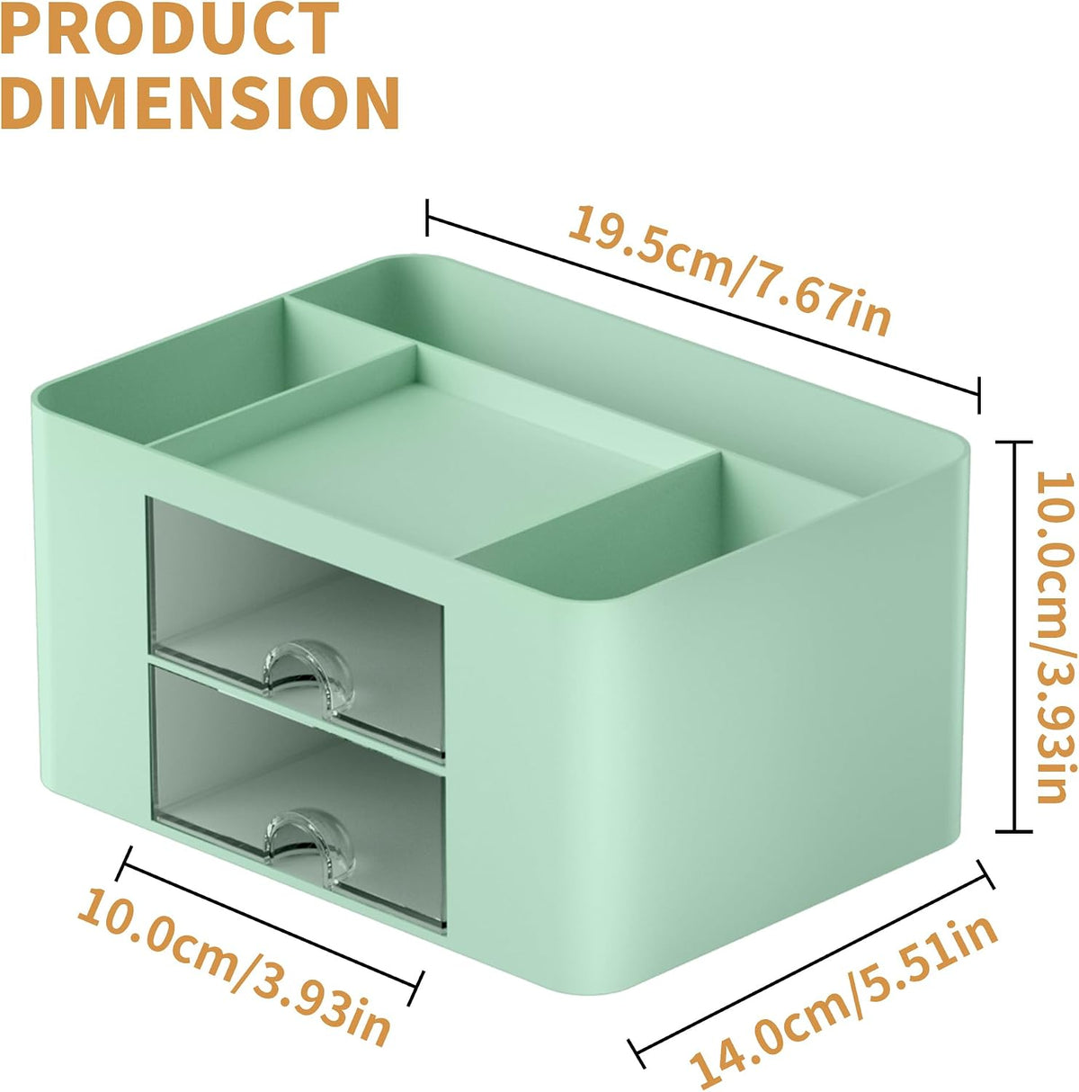 Pen Organizer with 2 Drawer, Multi-Functional Pencil Holder for Desk, Desk Organizers and Accessories with 5 Compartments + Drawer for Office Art Supplies (White)