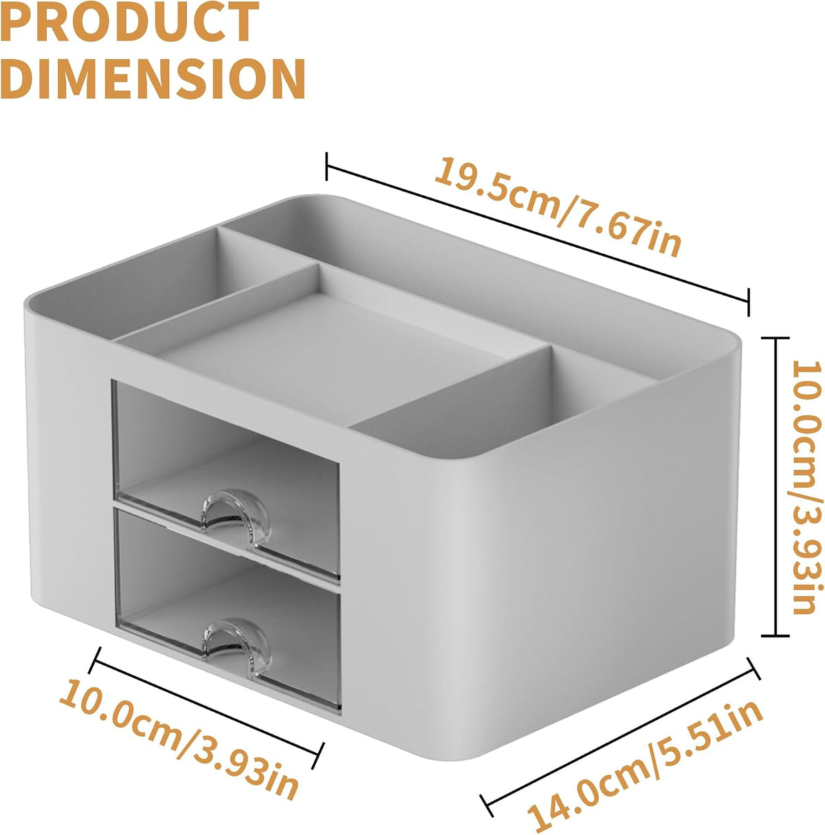 Pen Organizer with 2 Drawer, Multi-Functional Pencil Holder for Desk, Desk Organizers and Accessories with 5 Compartments + Drawer for Office Art Supplies (White)