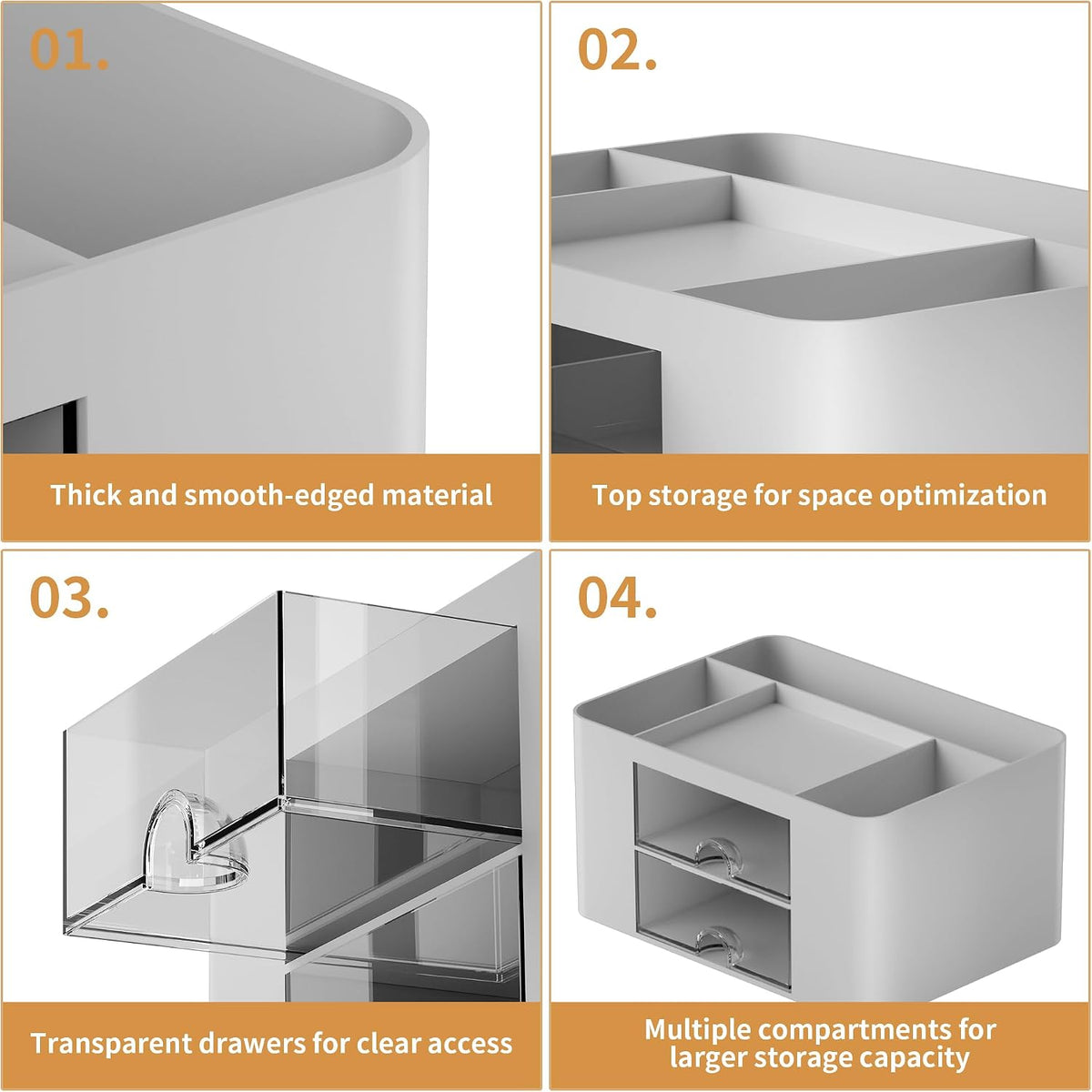 Pen Organizer with 2 Drawer, Multi-Functional Pencil Holder for Desk, Desk Organizers and Accessories with 5 Compartments + Drawer for Office Art Supplies (White)