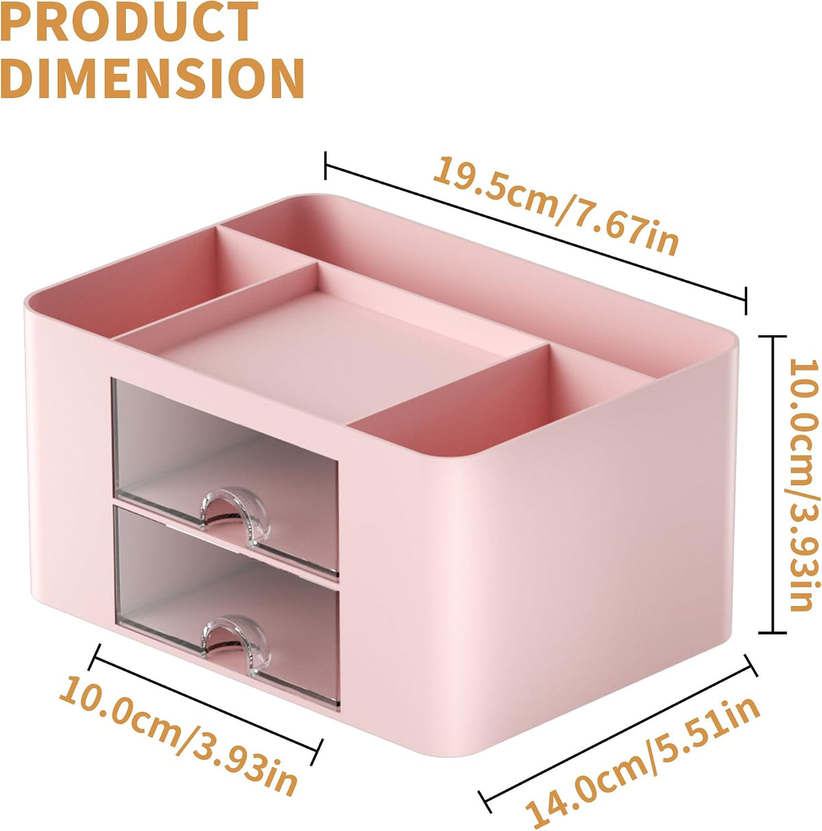 Pen Organizer with 2 Drawer, Multi-Functional Pencil Holder for Desk, Desk Organizers and Accessories with 5 Compartments + Drawer for Office Art Supplies (White)