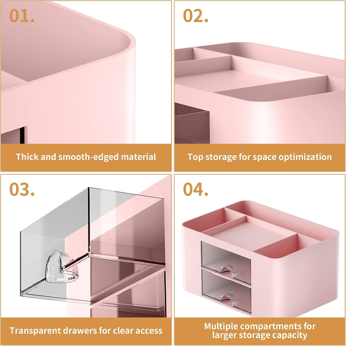Pen Organizer with 2 Drawer, Multi-Functional Pencil Holder for Desk, Desk Organizers and Accessories with 5 Compartments + Drawer for Office Art Supplies (White)