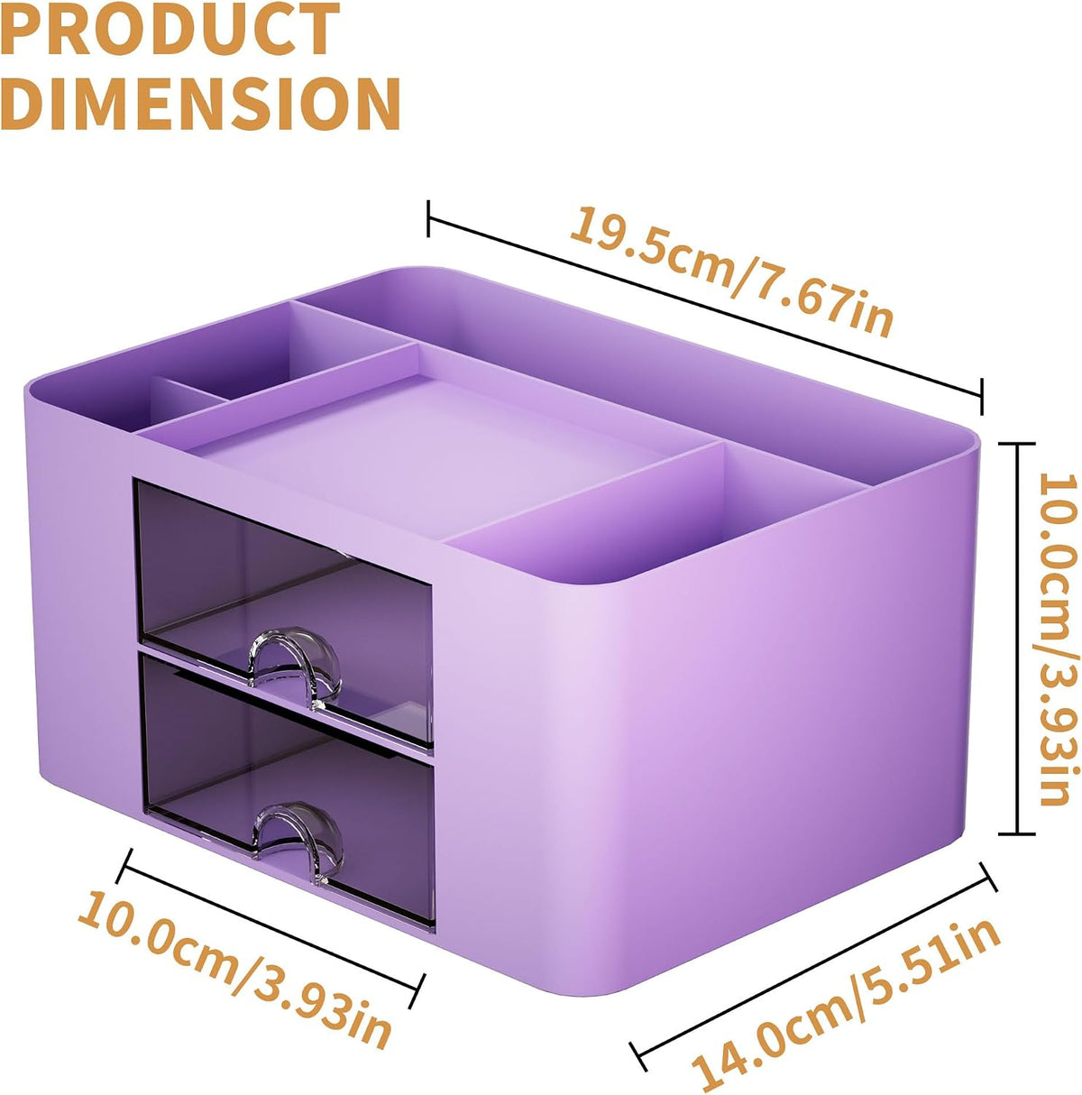 Pen Organizer with 2 Drawer, Multi-Functional Pencil Holder for Desk, Desk Organizers and Accessories with 5 Compartments + Drawer for Office Art Supplies (White)