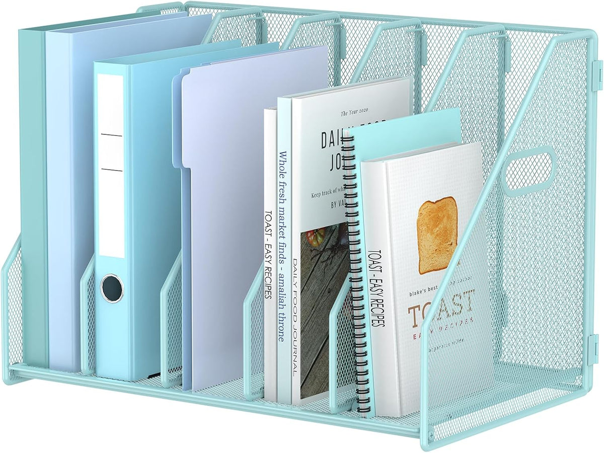 Desk File Organizer Folder Holder with 5 Vertical for Office Black