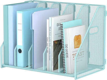Desk File Organizer Folder Holder with 5 Vertical for Office Black