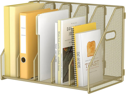 Desk File Organizer Folder Holder with 5 Vertical for Office Black