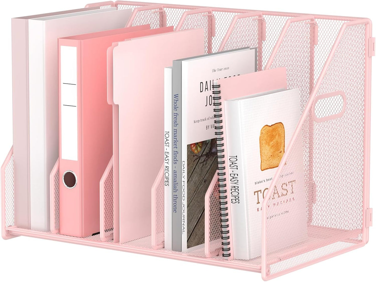 Desk File Organizer Folder Holder with 5 Vertical for Office Black