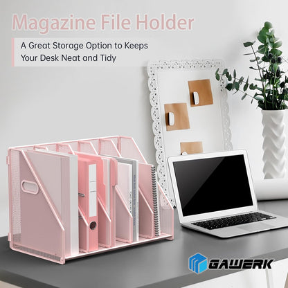 Desk File Organizer Folder Holder with 5 Vertical for Office Black