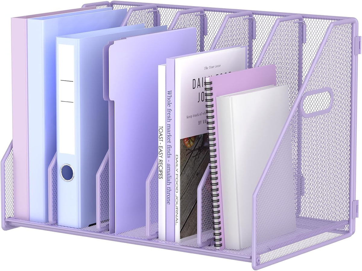 Desk File Organizer Folder Holder with 5 Vertical for Office Black