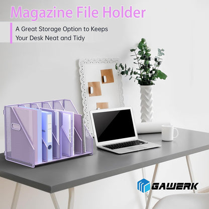 Desk File Organizer Folder Holder with 5 Vertical for Office Black