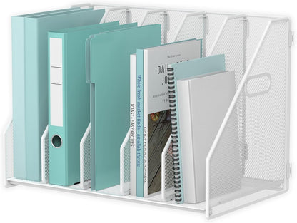 Desk File Organizer Folder Holder with 5 Vertical for Office Black