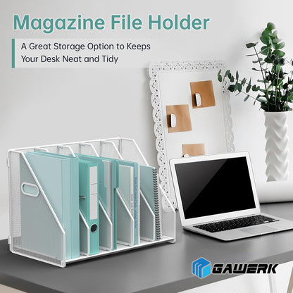Desk File Organizer Folder Holder with 5 Vertical for Office Black