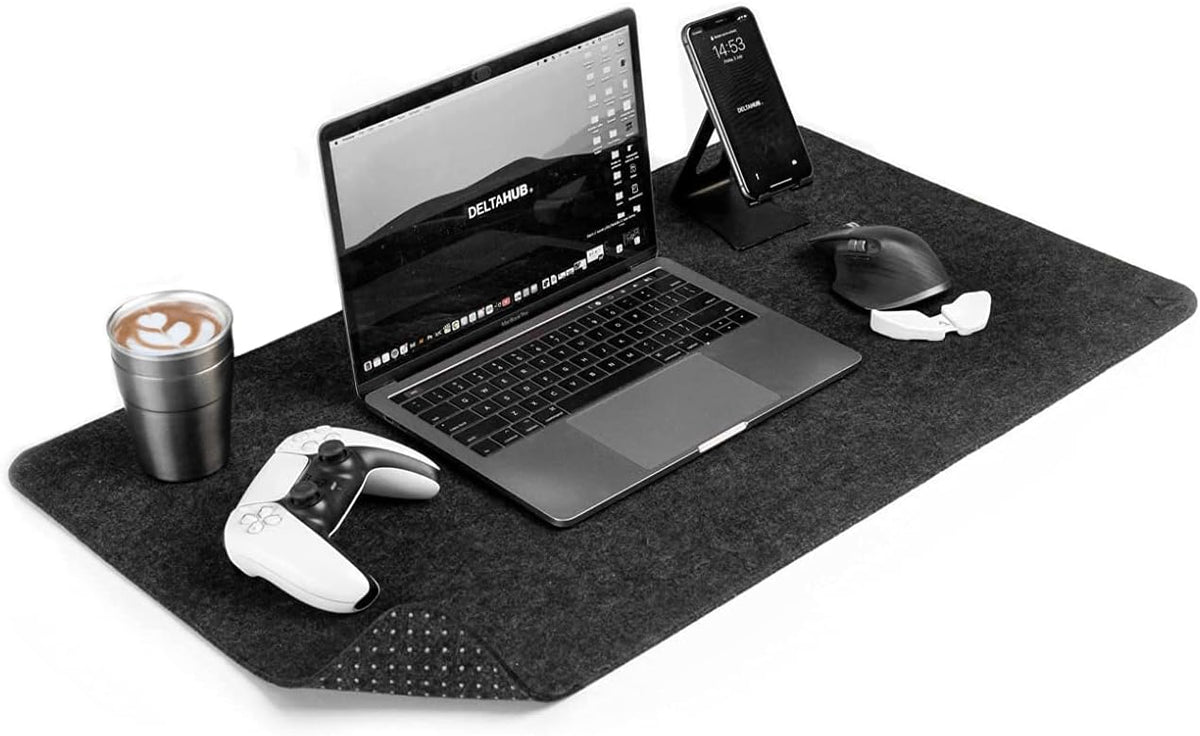 Minimalistic Felt Desk Protective Pad, Anti-Fray, Anti-Slip, Easy to Clean, Easy Glide, Long Lasting, Sleek Design, Comfortable, Resistant, Desk Mat, PC, Mac, Laptop - Large (18x32inch)