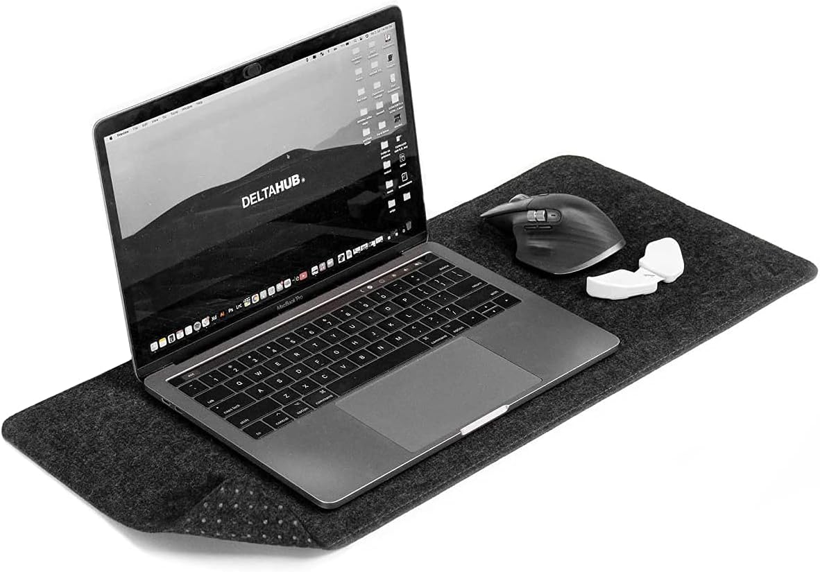 Minimalistic Felt Desk Protective Pad, Anti-Fray, Anti-Slip, Easy to Clean, Easy Glide, Long Lasting, Sleek Design, Comfortable, Resistant, Desk Mat, PC, Mac, Laptop - Large (18x32inch)