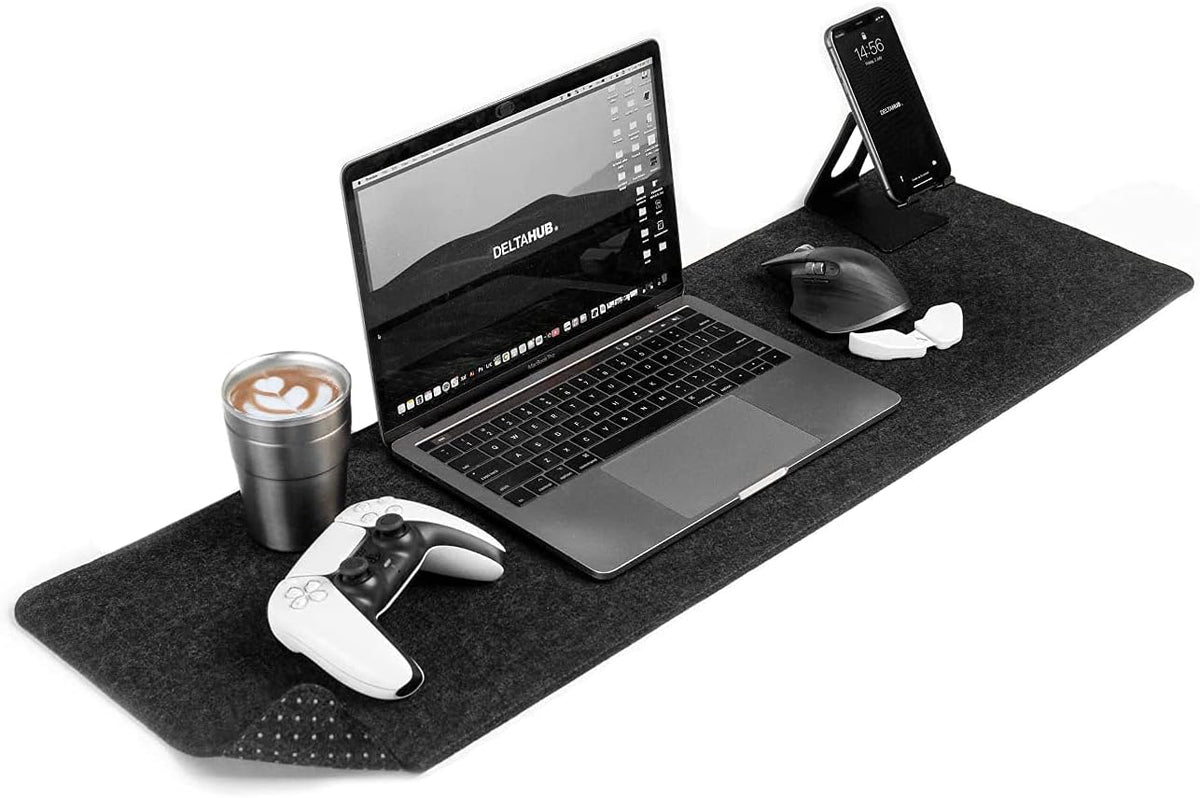 Minimalistic Felt Desk Protective Pad, Anti-Fray, Anti-Slip, Easy to Clean, Easy Glide, Long Lasting, Sleek Design, Comfortable, Resistant, Desk Mat, PC, Mac, Laptop - Large (18x32inch)