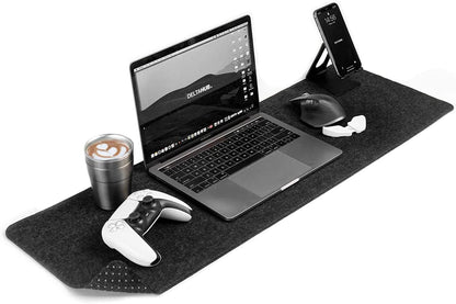 Minimalistic Felt Desk Protective Pad, Anti-Fray, Anti-Slip, Easy to Clean, Easy Glide, Long Lasting, Sleek Design, Comfortable, Resistant, Desk Mat, PC, Mac, Laptop - Large (18x32inch)