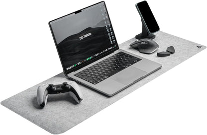 Minimalistic Felt Desk Protective Pad, Anti-Fray, Anti-Slip, Easy to Clean, Easy Glide, Long Lasting, Sleek Design, Comfortable, Resistant, Desk Mat, PC, Mac, Laptop - Large (18x32inch)