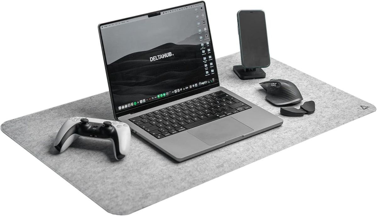 Minimalistic Felt Desk Protective Pad, Anti-Fray, Anti-Slip, Easy to Clean, Easy Glide, Long Lasting, Sleek Design, Comfortable, Resistant, Desk Mat, PC, Mac, Laptop - Large (18x32inch)